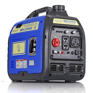 Hudson Motors 3300-Watt Super Quiet Portable Inverter Generator, Gas Powered, EPA Compliant, Eco-Mode Feature, Ultra Lightweight for Backup Home Use & Camping